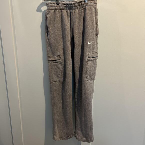 Nike Sweatpants Mens Small Gray Fleece Pants Cargo Pockets Drawstring 586385-063 - Picture 1 of 11